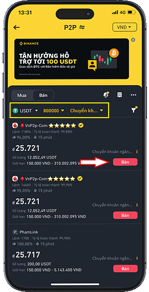 Bước 4: BƯỚC 4: CHỌN MỤC BÁN, BẠN CHỌN MỤC LỌC ĐỂ CÓ THỂ LỰA CHỌN KHUNG TIỀN VÀ HÌNH THỨC CHUYỂN.