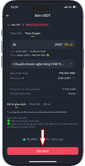 Bước 6: BƯỚC 6: KIỂM TRA LẠI THÔNG TIN => NHẬN ĐẶT LỆNH ĐỂ BÁN.